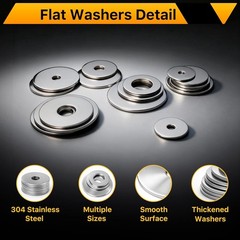 108Pcs 304 Stainless Steel Flat Washers, Fender Washers Assortment Kit 12 Sizes