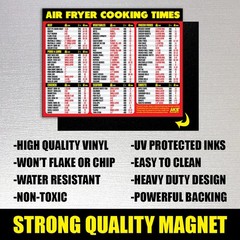 Air Fryer Magnetic Cheat Sheet – Large Print Easy to 11 x 8.5 inches, Red