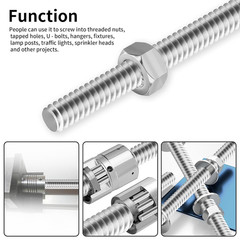 M8 X 1.25Mm X 100Mm Fully Threaded Rod 304 Stainless Steel Long All Threaded Scr