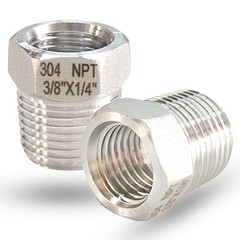 3/8″ NPT Male to 1/4″ NPT Female Hex Bushing Reducer, 304 Stainless Steel NPT…