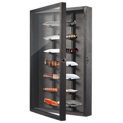 Triceratops Knife Display Case with Lockable Clear Acrylic Door, Wall Mount Wood