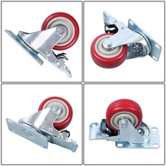 4 Pcs With Brake 360 Degree Heavy Duty Swivel Caster Wheels 3 Inch Plate