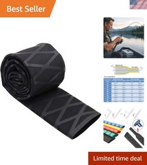 45mm Black Textured Shrink Tubing for Improved Grip on Fishing Rods and Tools