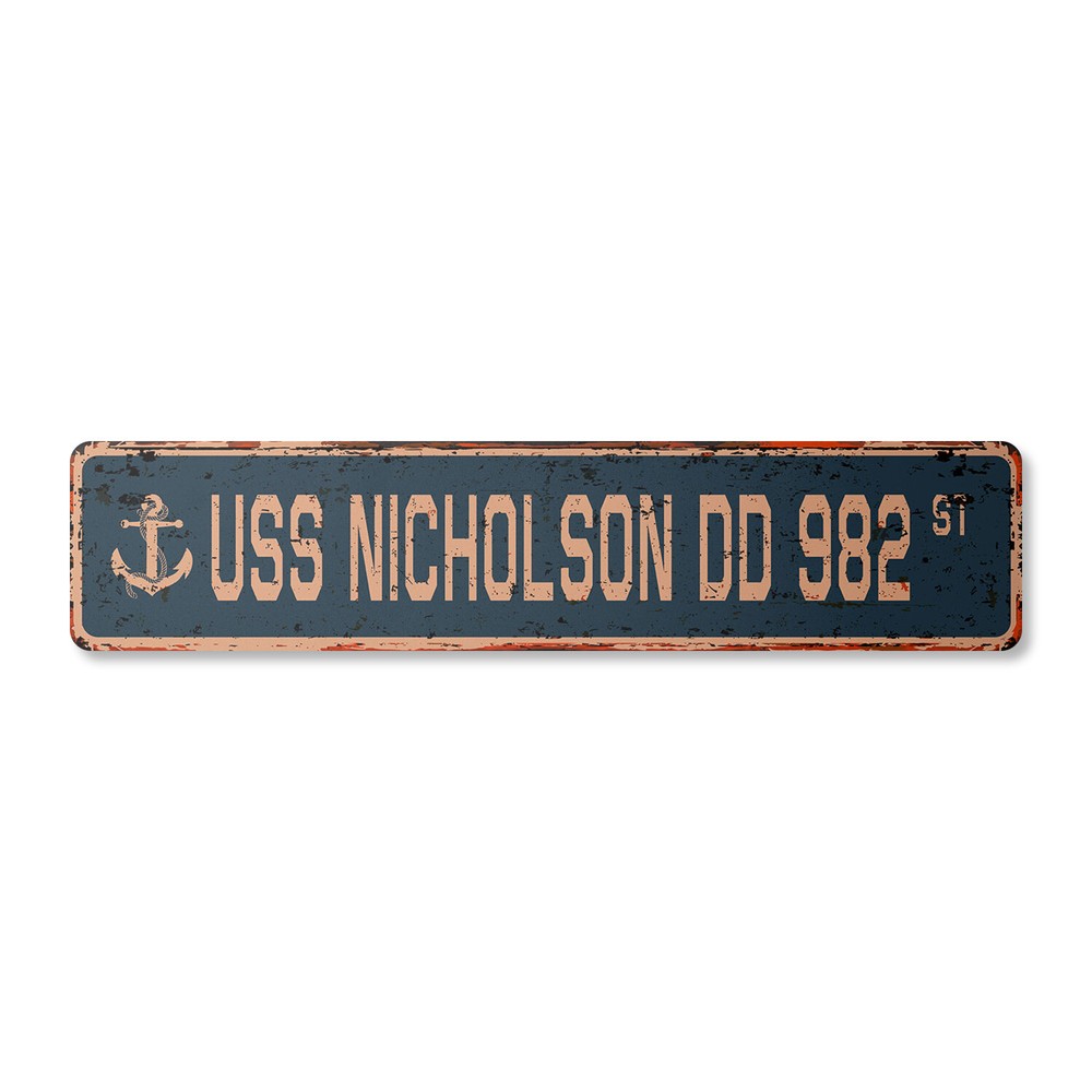 USS NICHOLSON DD 982 Vintage Street Sign us navy ship veteran sailor rustic gift