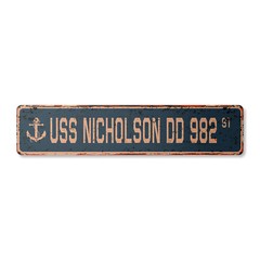 USS NICHOLSON DD 982 Vintage Street Sign us navy ship veteran sailor rustic gift