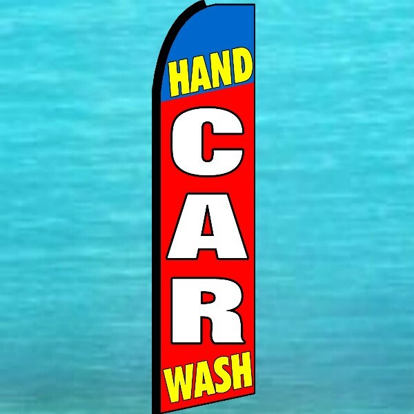 HAND CAR WASH FLUTTER FLAG Auto Detail Advertising Sign Feather Swooper Banner