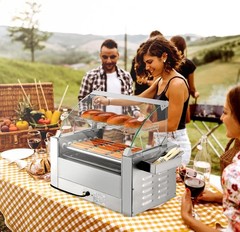 ROVSUN Commercial 18/30 Hot Dog 7/11 Roller Grill Cooker Machine Acrylic Cover