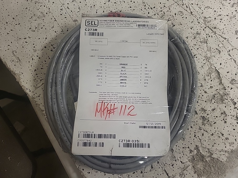 SEL C273R-035 CABLE 8 CONDUCTOR 24AWG 7/32 TINNED COPPER W/ PVC JACKET (35 FT.)