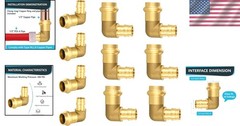 Lead-Free Brass 1/2″ Press x 1/2″ PEX Elbow Set of 10 – Quick Installation
