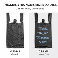 Black Thank You Liquor Bottle Bags 8x20x4 Heavy Duty 0.98 Mil (50-1000)