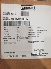 LEESON Carbonator PUMP MoTor #5KH32GNB811X 1/3HP 120/240V, 1725 RPM, 48Y NEW !!!