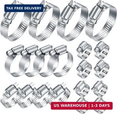 20Pcs Adjustable Stainless Steel Hose Clamps Assortment Kit, 1/4-2 in (6-51mm) W