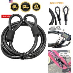 12mm 1/2 inch Heavy-Duty Security Cable, Vinyl Coated Braided Steel with Seal…