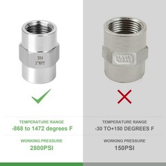 2PCS 304 Stainless Steel Pipe Coupling, 1-Inch Female x 1-Inch Female Fitting