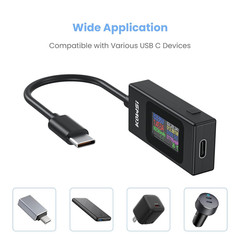 USB C Tester Power Meter 4-30V 0-6.5A Digital Multimeter, Type C Voltage and Cur