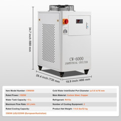 Industrial Water Chiller CW-6000 15L 65L/Min Laser Chiller with Compressor