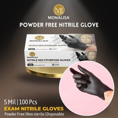 MONALISA™ Black Disposable Nitrile Gloves Industrial Powder Free 5mil M L XL
