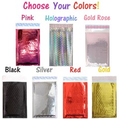 5×9 Reflective Metallic Bubble Mailers, Padded Shipping Mailing Glossy Envelopes