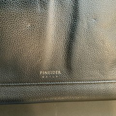 Pineider Black Leather Italy iPad Folder Zip Around Holder