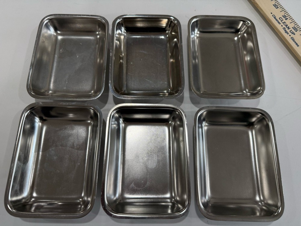 Polar Ware Stainless Steel 18-8 Steam Table Pans 1/9 Size USA Made Lot of 6