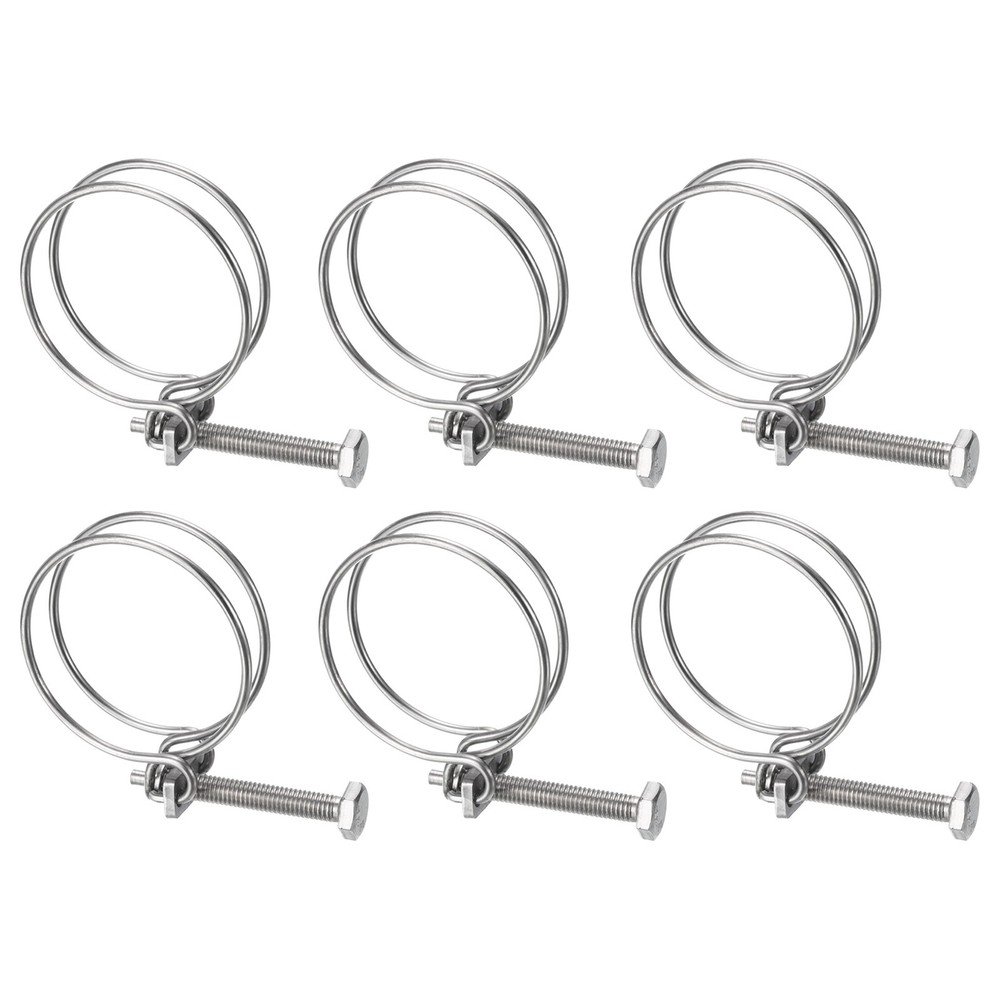 6Pcs Double Wire Hose Clamp 51-57mm Adjustable Hose Clip with M8 Bolt