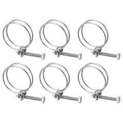 6Pcs Double Wire Hose Clamp 51-57mm Adjustable Hose Clip with M8 Bolt