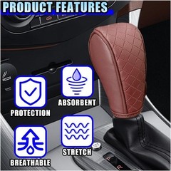 Breathable Anti-Slip Leather Car Shift Knob Cover, Universal G Color: Burgundy