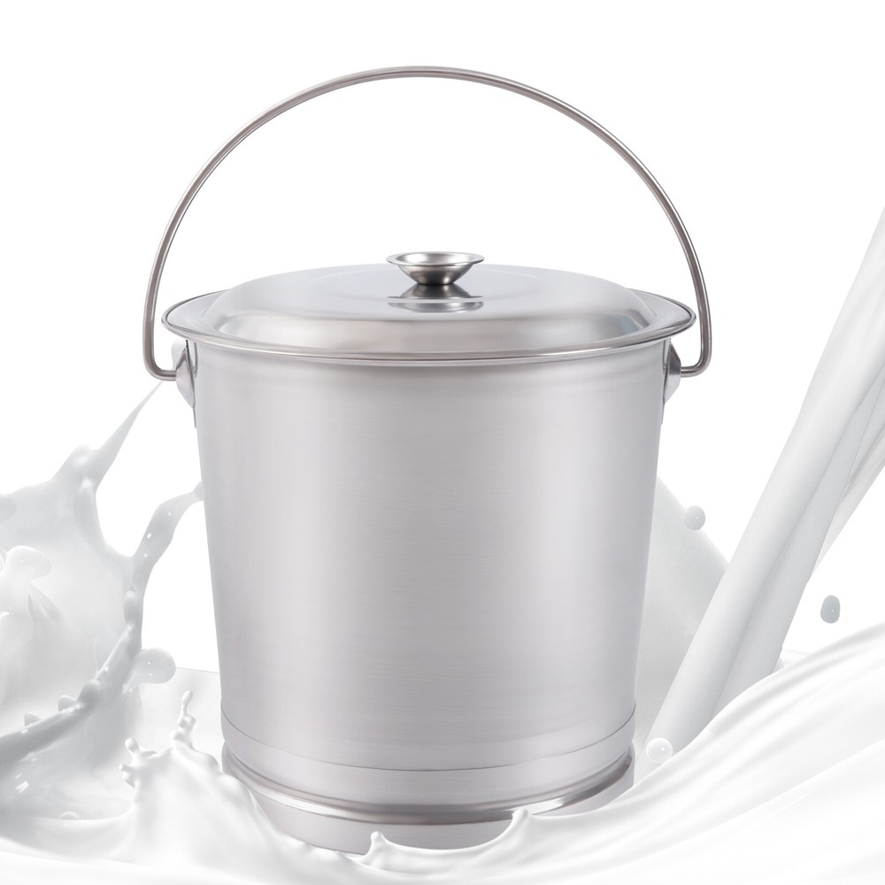 Stainless Steel Milk Pail Bucket with Lid Handle 8.5 Qt Milk Pail Stainless
