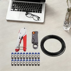 Coax Cable Crimper Coaxial Compression Tool Kit Wire Stripper with F RG6 RG59