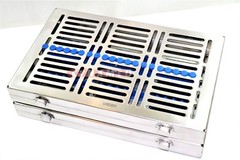 2GERMAN DENTAL AUTOCLAVE STERILIZATION CASSETTE TRAY INSTRUMENT 11.25X7.25X1.25″