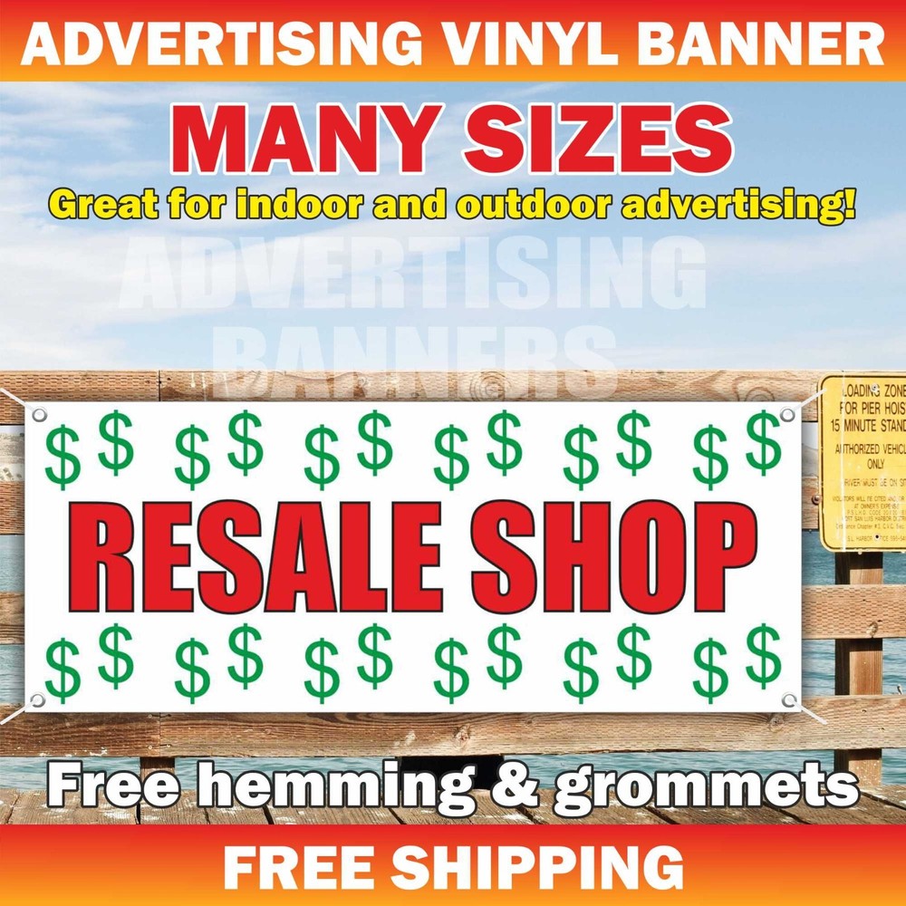 RESALE SHOP Advertising Banner Vinyl Sign Store Clothing Dealer Open Boutique