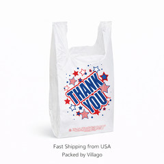 Americana Thank You T-Shirt Bags 11.5x6x21 Plastic Grocery Shopping 0.48 mil