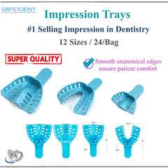 Dental Impression Trays Perforated Plastic Autoclave (CHOOSE SIZE) 24 Trays/Bag