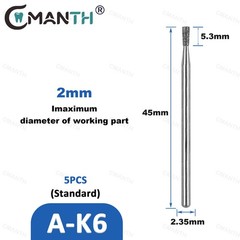 Dental Low Diamond Bur Teeth Polishing For Low Speed Handpiece HP Dia.2.35mm 5Pc