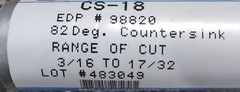 WELSON TOOL CS-18 82° COUNTER SINK