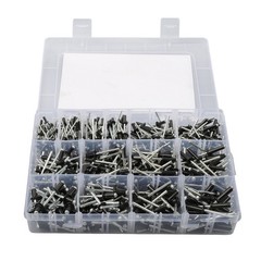 500 sets of rivet kits 3/32″ 1/8″ 5/32″ 3/16″ With 14 Standard Sizes W/ a Box