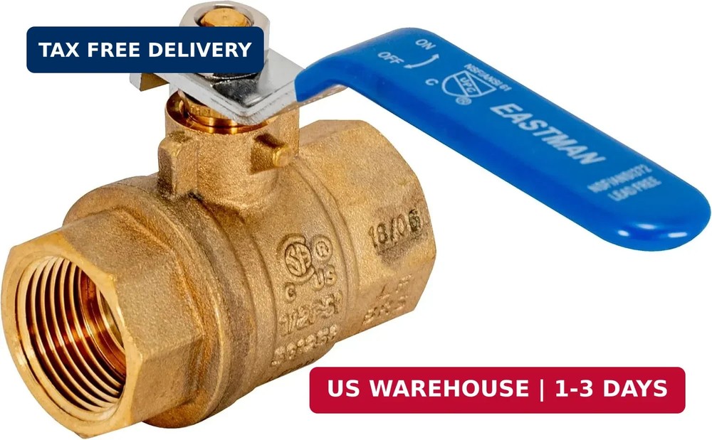 Eastman 3/4 Inch IPS Heavy Duty Full Port Ball Valve, Brass Plumbing Fitting, 20
