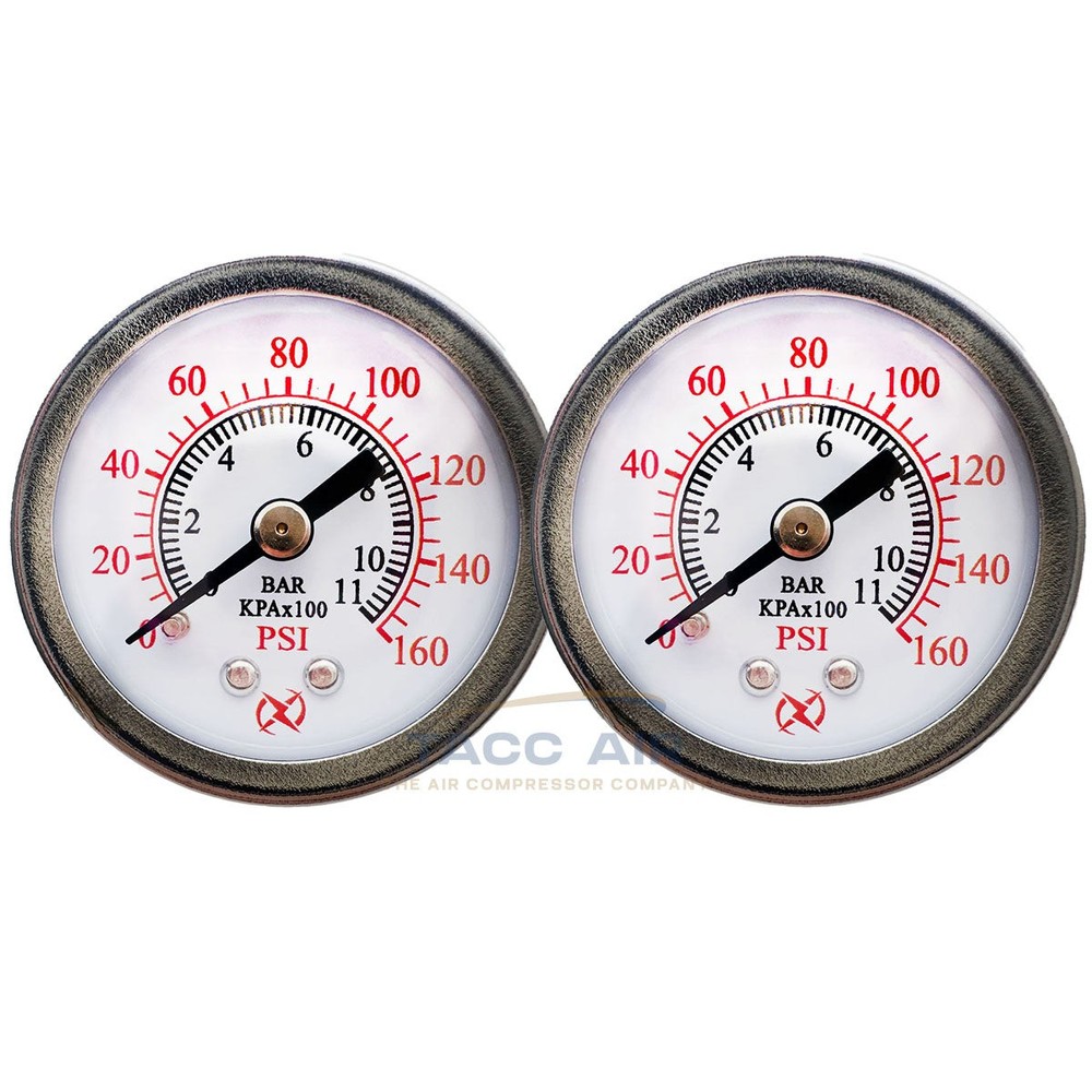 2 Pack 160 PSI Pressure Gauge Back Mount 1/8″ NPT 1.5″ Air, Water, Oil, Gas