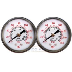 2 Pack 160 PSI Pressure Gauge Back Mount 1/8″ NPT 1.5″ Air, Water, Oil, Gas