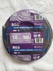 Southwire 56918443 100 ft. RG6 Quad Shield Black CM Coaxial Cable Lot Of 2