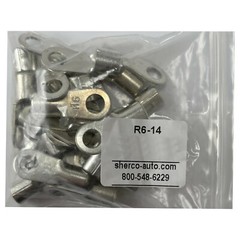(25) Non-Insulated 6 Gauge 1/4″ Ring Terminal Uninsulated Wire Connector – USA