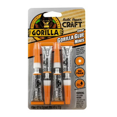 Gorilla Clear Glue Minis 4 Tubes Water Resistant Bonds Crystal Clear Non-Foaming