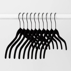 10ct Shirt Flocked Hangers – Black: Velvet Clothes Hangers, Plastic & Felt