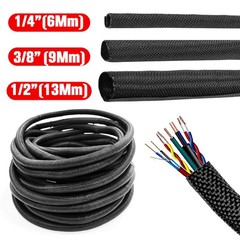 Car High Temperature Braided Wire Loom Black Split-Sleeve Heat Resistant Cover /