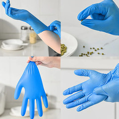 50/100PCS Blue Nitrile Gloves Disposable Waterproof Blue Gloves Kitchen Dishwash