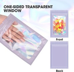 Holographic Mylar Bags Resealable Foil Pouch Zip Bags Smell Proof Food Storage