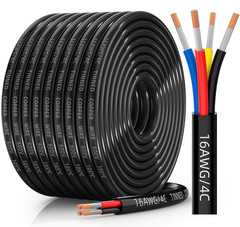 18 Gauge Wire 4 Conductor Electrical Wire, 18 AWG Tinned Copper Stranded PVC Cab