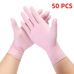 20/50/100PCS Pink Nitrile Gloves Disposable Latex Gloves Powder Free for Househo