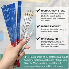 10 Pack Hacksaw Blades, High Speed 24 Tpi – 12″ Length Blades 12 Red