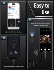 Endoscope Camera Borescope Snake Inspection HD Camera For iPhone Android Phones